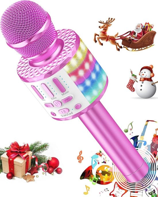 Microfono Karaoke Senza Fili con Luce LED - Ideale per Feste e Uso Casalingo