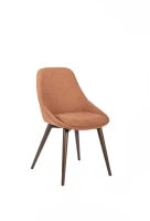 E-STYLO Sedia da pranzo in tessuto ruggine chiaro con gambe e struttura in massello di noce, 58cm X 49cm H. 85cm.