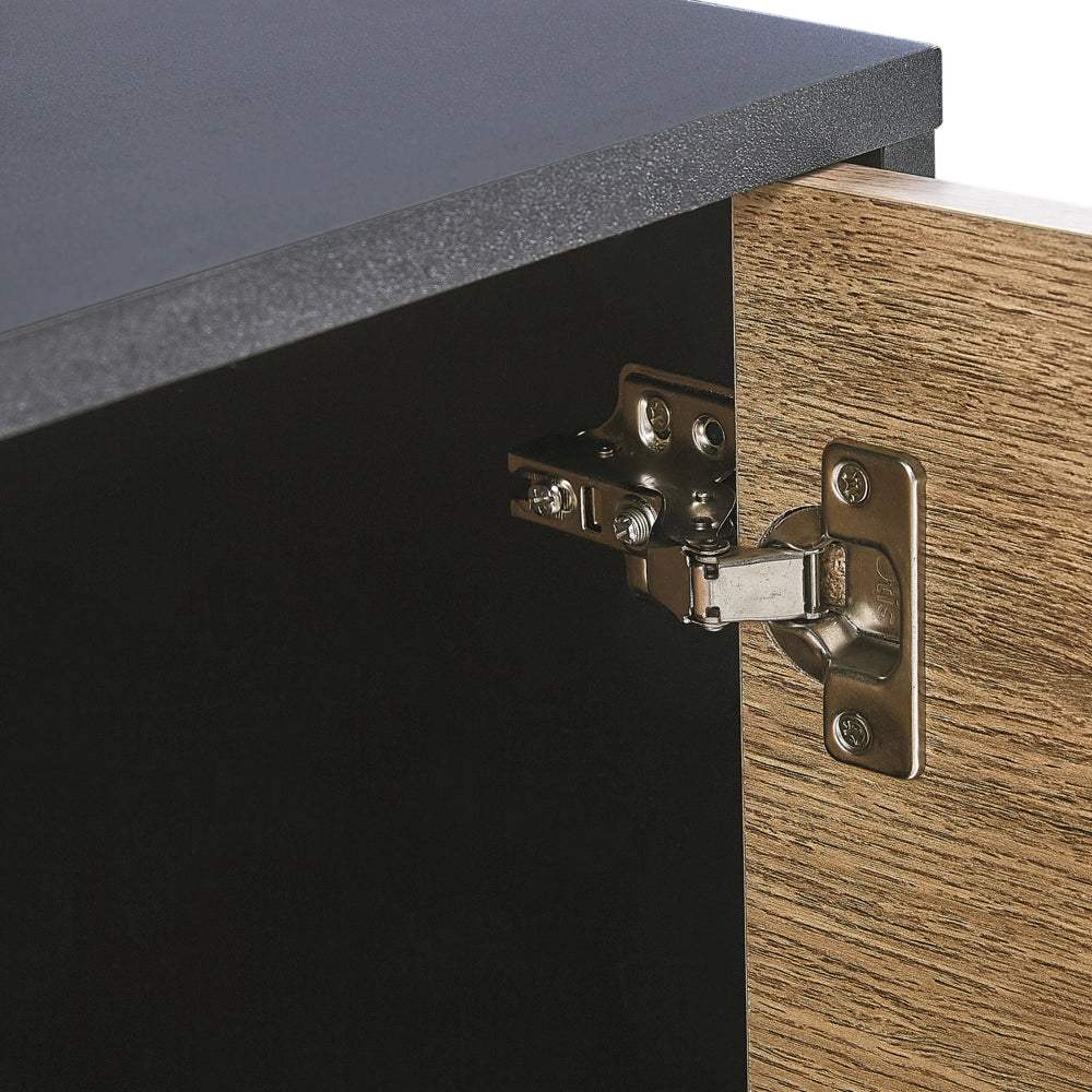 Mobile TV Gambe in metallo in truciolare di legno Nero e chiaro per TV fino a 70'' con funzione di archiviazione nel cassetto