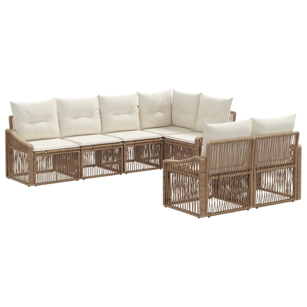 Set Divano da Giardino 7 pz 7-Numero di posti Beige polyrattan 3436065