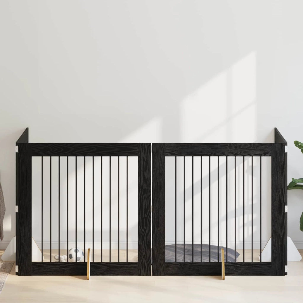 Cancello per cani con supporti 4 pz Rovere Nero 100 x 100 cm CFW8632380