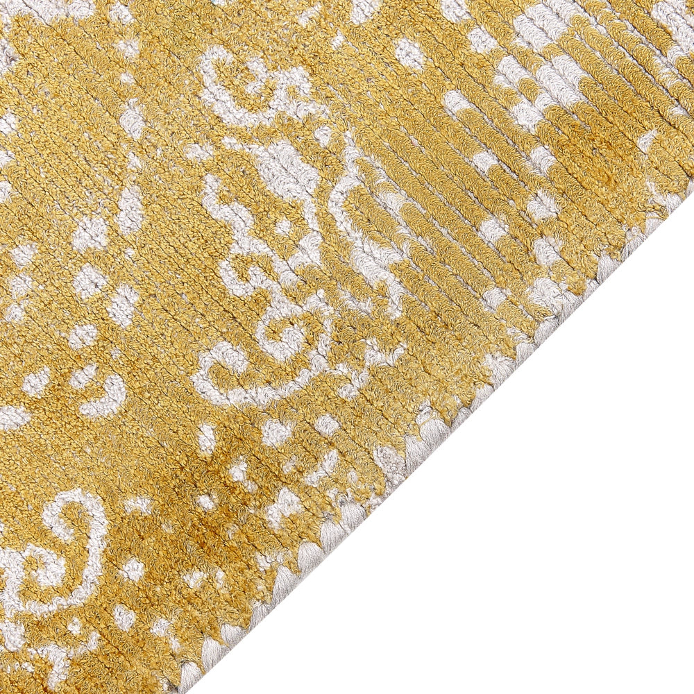 Tappeto viscosa giallo e beige 80 x 150 cm orientale invecchiato soggiorno camera da letto