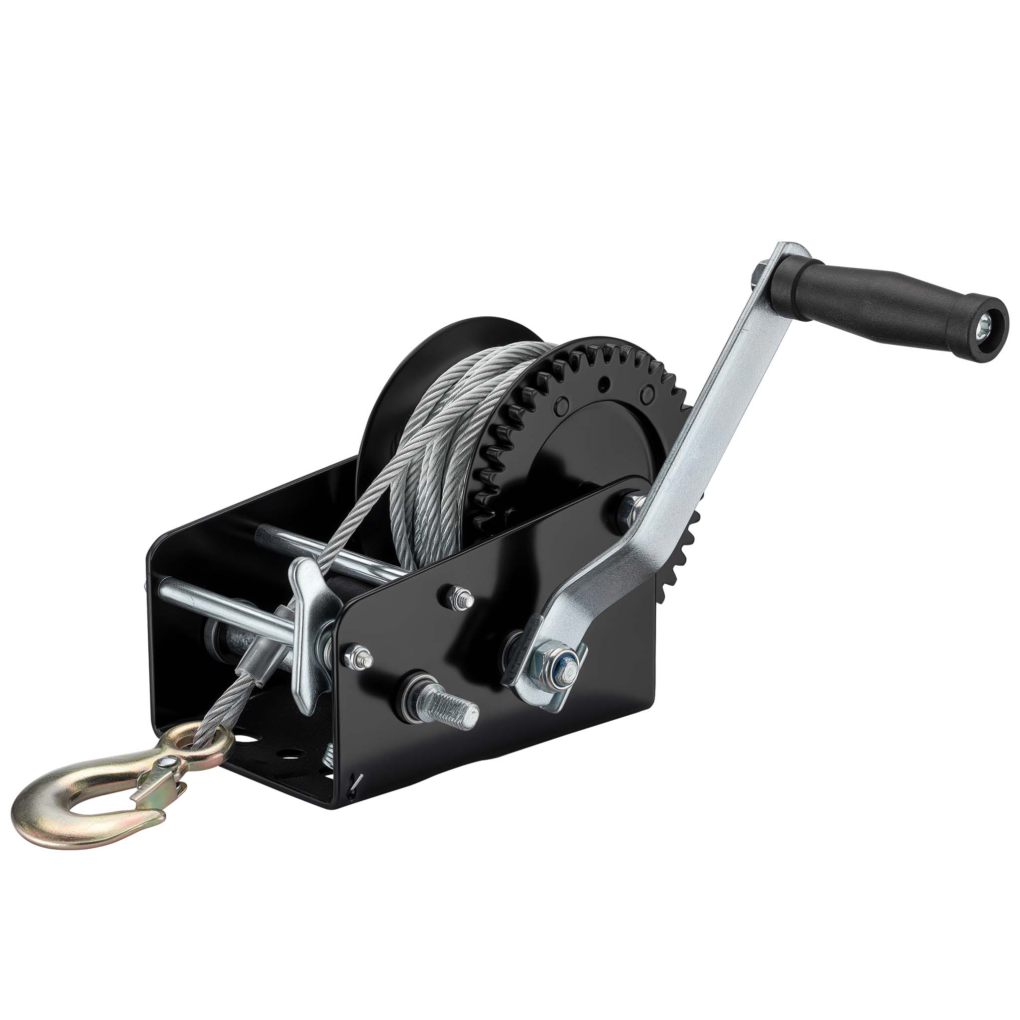 Argano manuale 1500kg fune 10m trasmissione 4:1 8:1 verricello