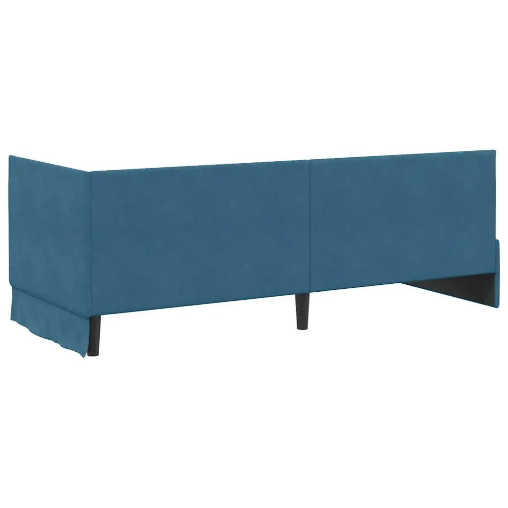 Cornice del letto ad angolo Blu 80 cm x 200 cm Velluto