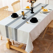 Tavolo coperto rettangolare lavabile tessuto di lino tovaglia da tavolo anti-crepa pennello design tessuto tovaglia da tavolo per cucina, sala da pranzo, giardino tavolo. (55 x 71 pollici)