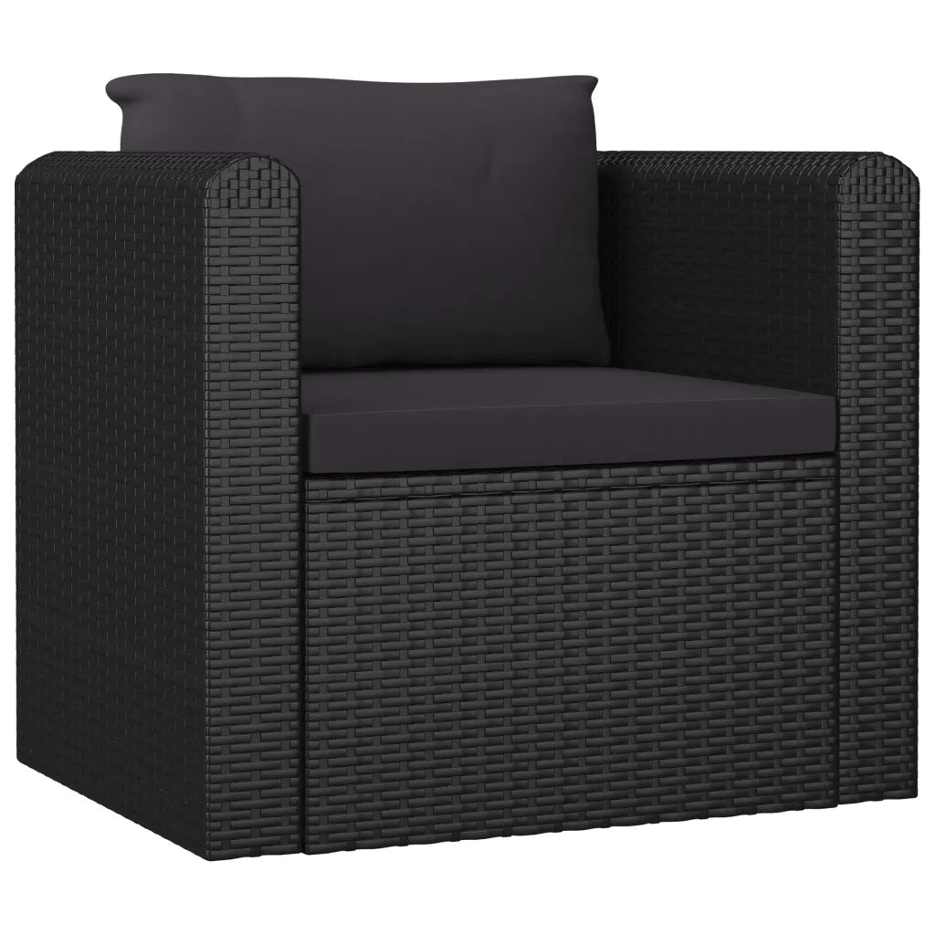 Set Divani da Giardino 7 pz con Cuscini in Polyrattan Nero 3059500