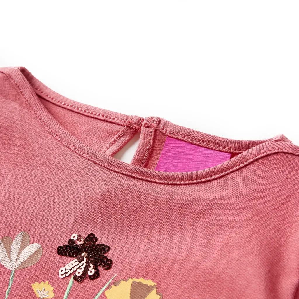 Maglietta da Bambina a Maniche Lunghe Rosa Antico 104 13610
