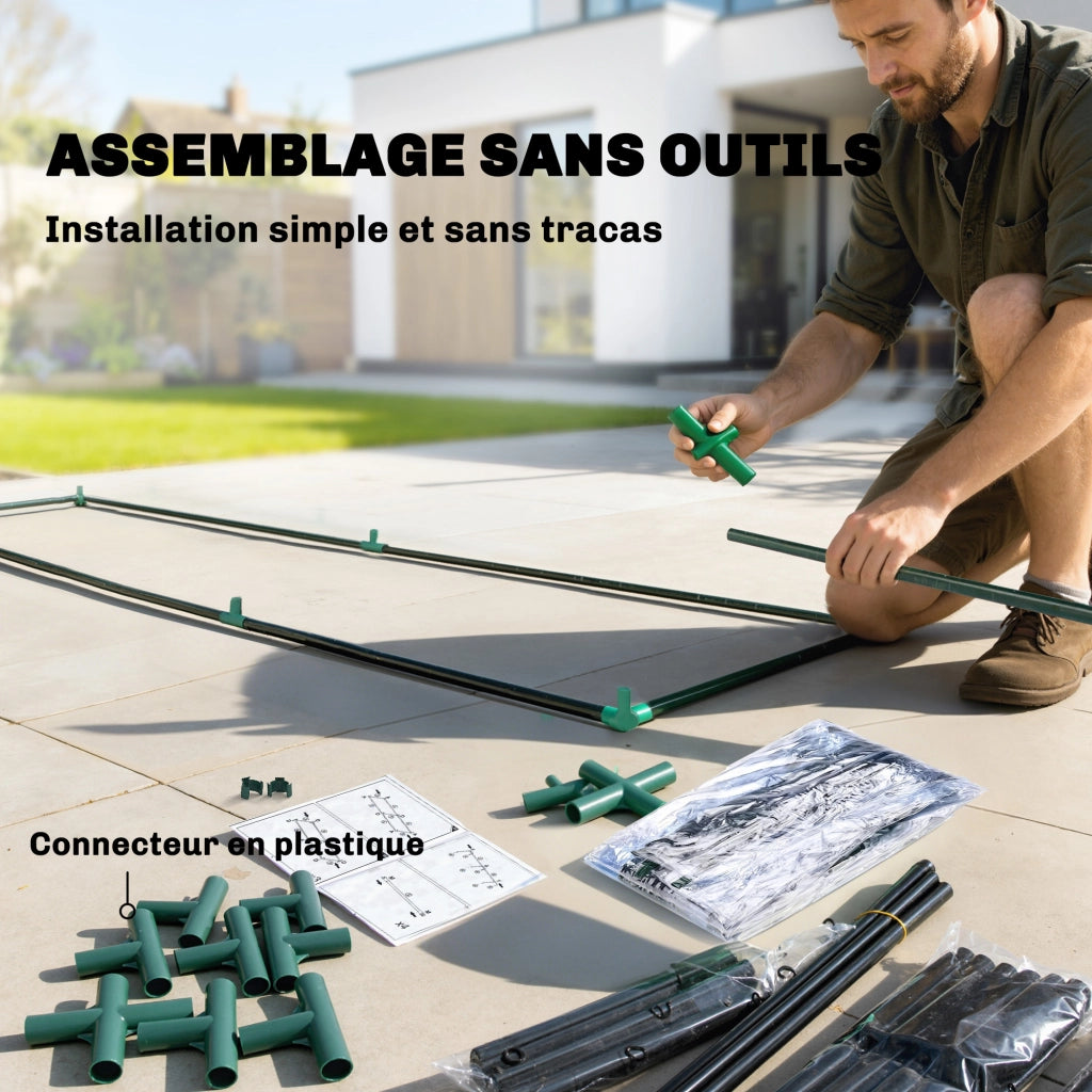 Serra da Giardino con Scaffali 3 Livelli ¨C zephmum ¨C Grigio Trasparente 2 Porte Scorrevole