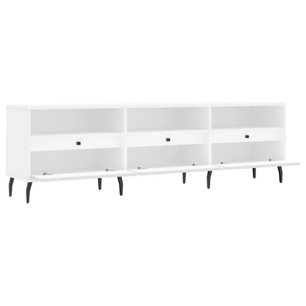 Mobile TV multimediale mensola TV credenza TV sala da pranzo soggiorno camera da letto 150 x 30 x 44,5 cm legno ingegnerizzato bianco 02_0025967