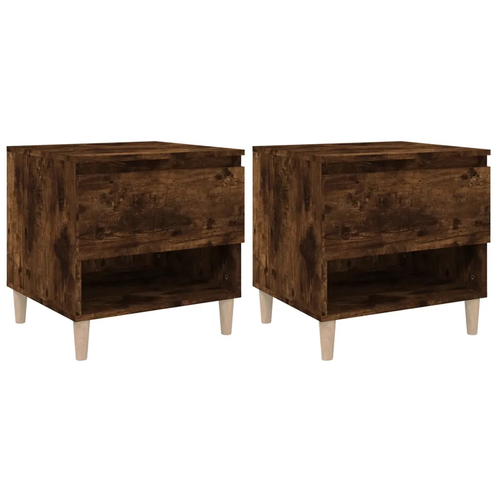 Comodini 2 pz-Set di 2 Tavolino da notte Rovere Fumo 50x46x50 cm in Legno Multistrato