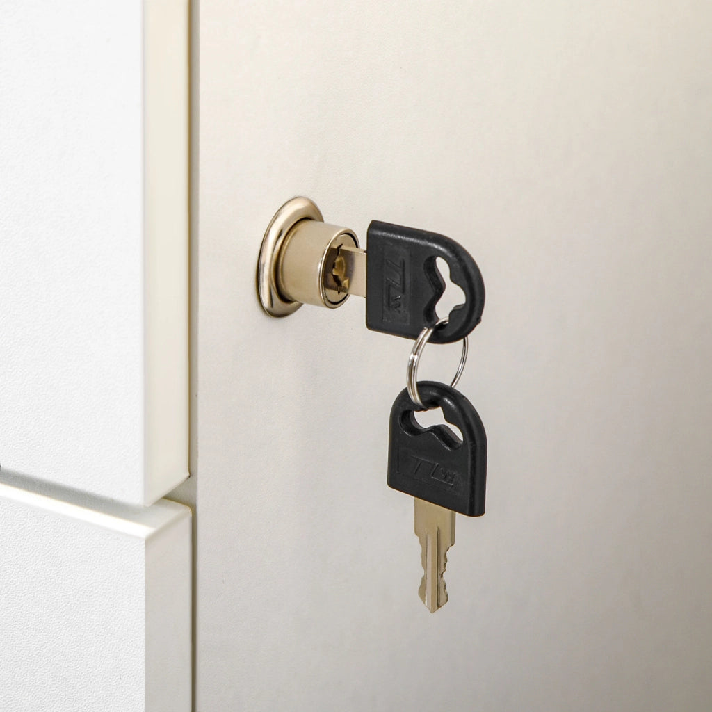 Cassettiera per ufficio con 3 cassetti, serratura e ruote ¨C zephmum ¨C Bianco 40x40x61,5 cm