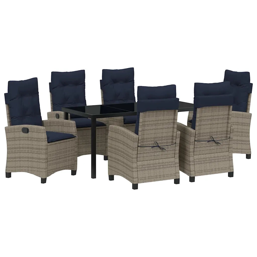 Set da Pranzo per Giardino con cuscino 7 pcs Grigio polyrattan 3380467