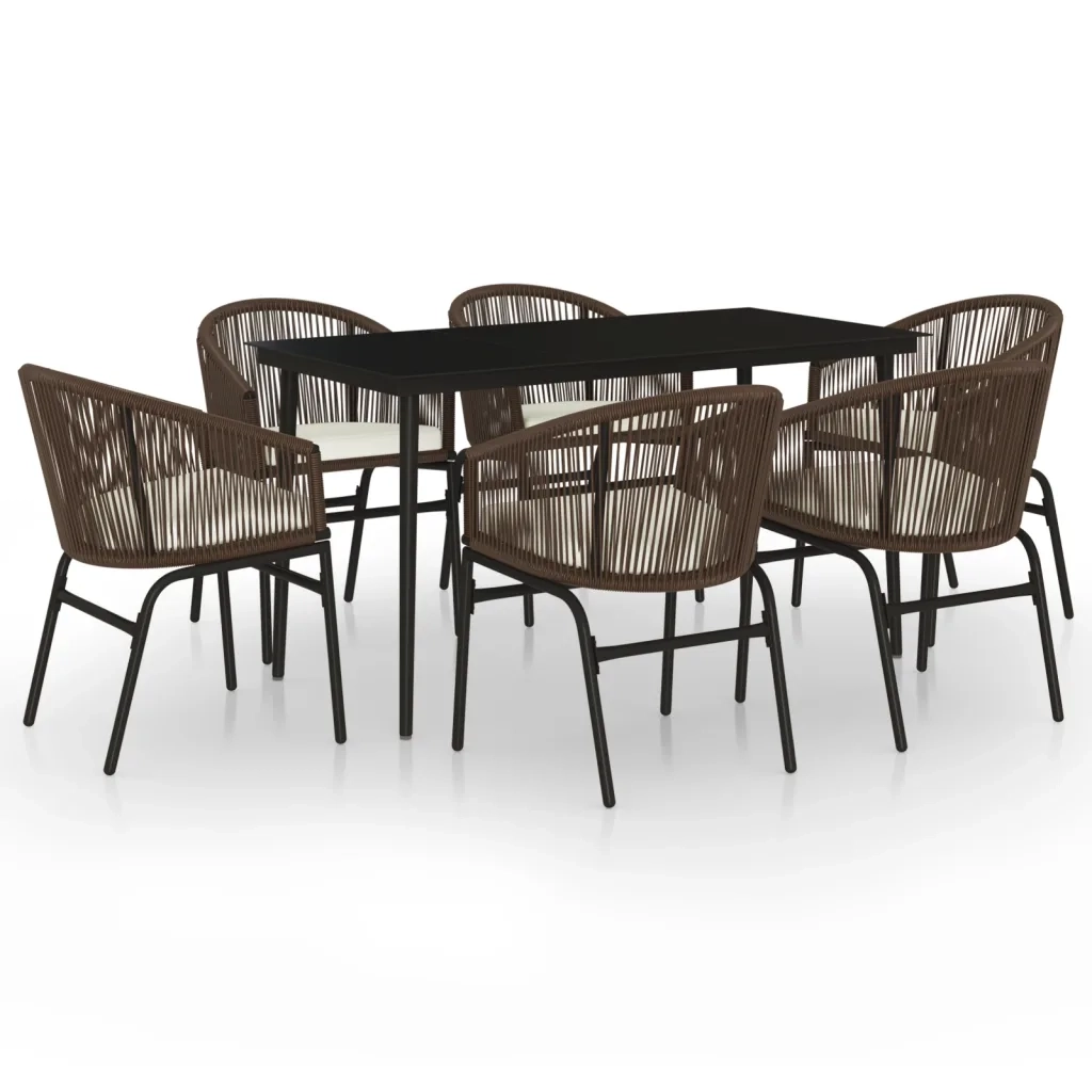 Set Mobili da Pranzo per Giardino 7 pz Marrone cod mxl 38728