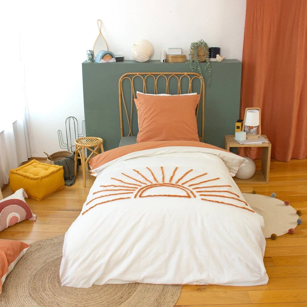 Set biancheria da letto in cotone reversibile stampato sole