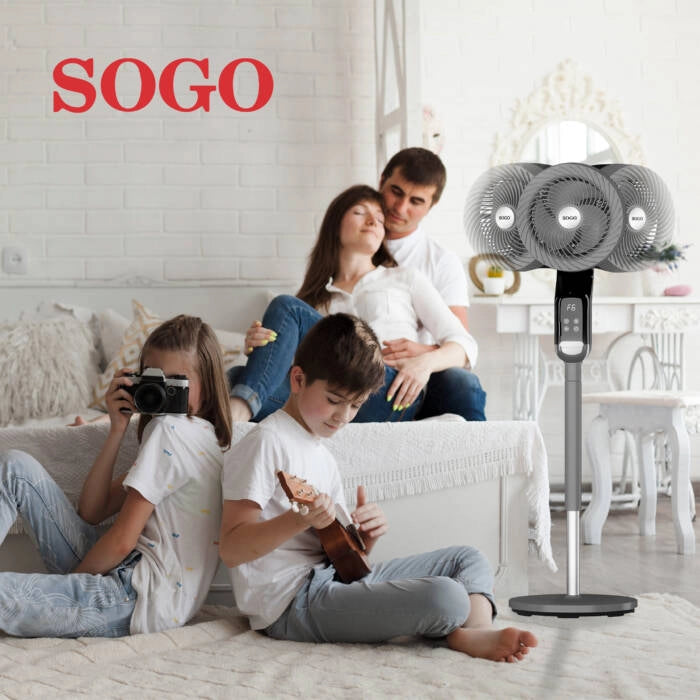 Ventilatore a colonna con telecomando 50W, oscillazione 3D e timer 12 ore, 8 velocità e display touch LED - Sogo
