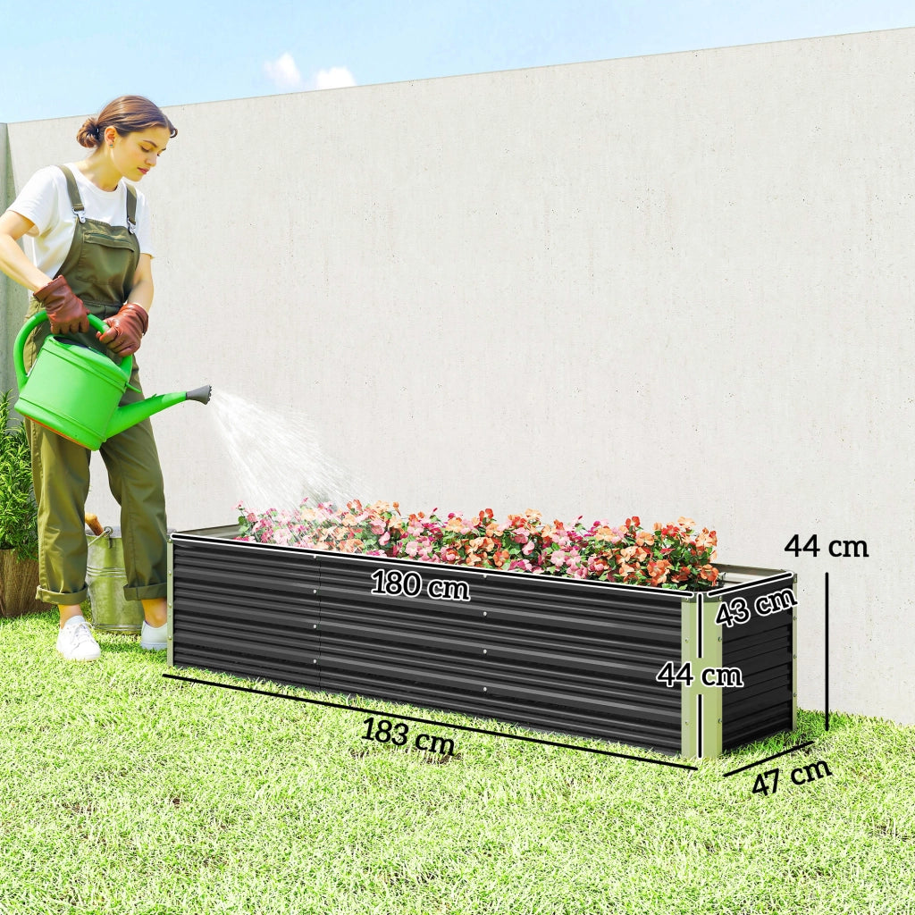 Letto da giardino rialzato in acciaio ¨C zephmum ¨C grigio 183x47x40 cm