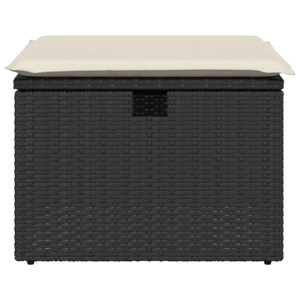 Sgabello Giardino con Cuscino Nero 55x55x37 cm in Polyrattan 366002
