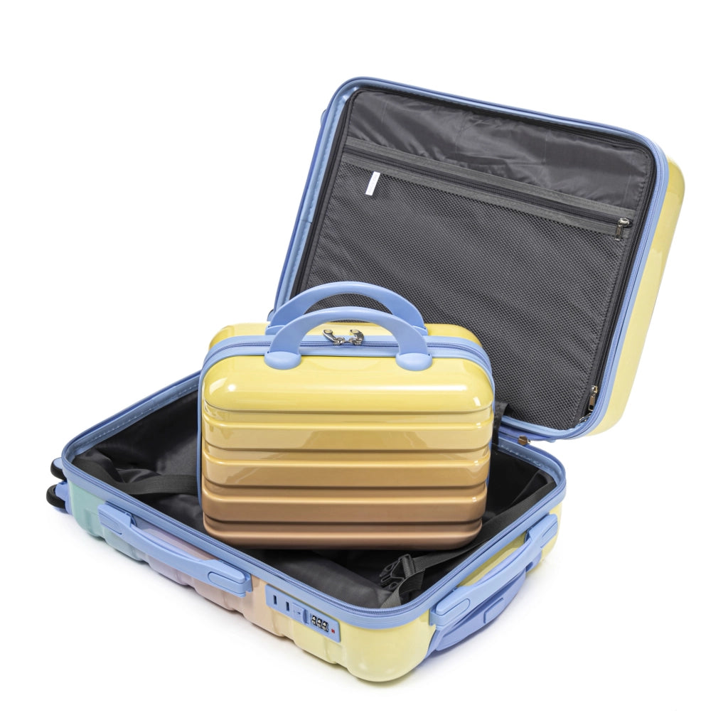Set Valigie Rigide PC 20" e 14" con Serratura a Combinazione e Beauty Case 14" in Giallo
