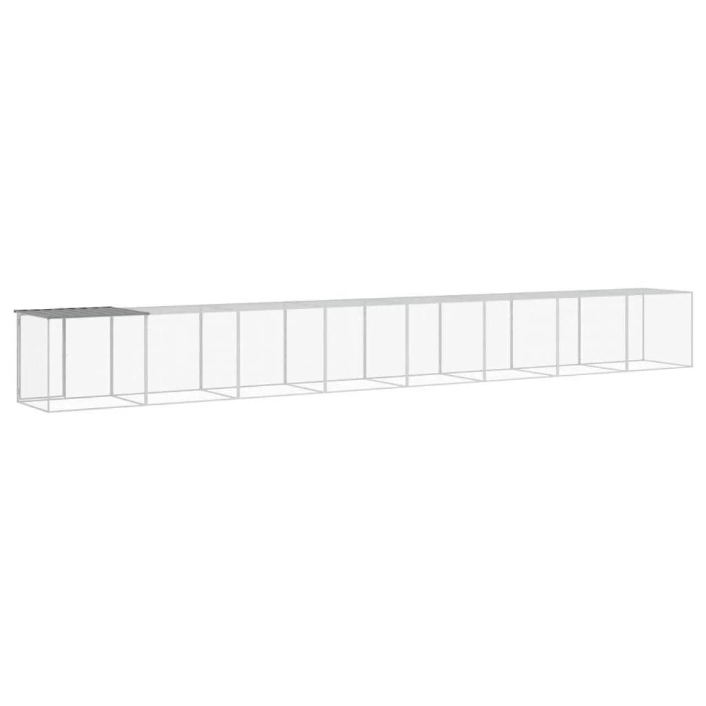 Pollaio/recinto con tetto trasparente 803 x 98 x 90 cm acciaio zincato grigio 02_0043988
