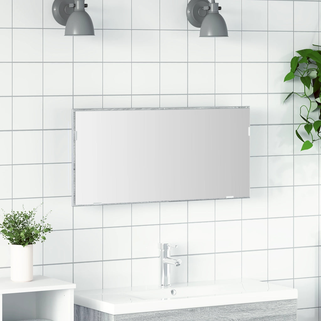 Mobile da bagno  con specchio e luce LED Grigio Sonoma 80x37 cm