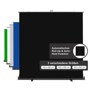 Fondale fotografico a rullo nero 210 x 220 cm, sfondo avvolgibile con supporto, sistema per studi fotografici, pannello ingualcibile ideale per fotografia low-key