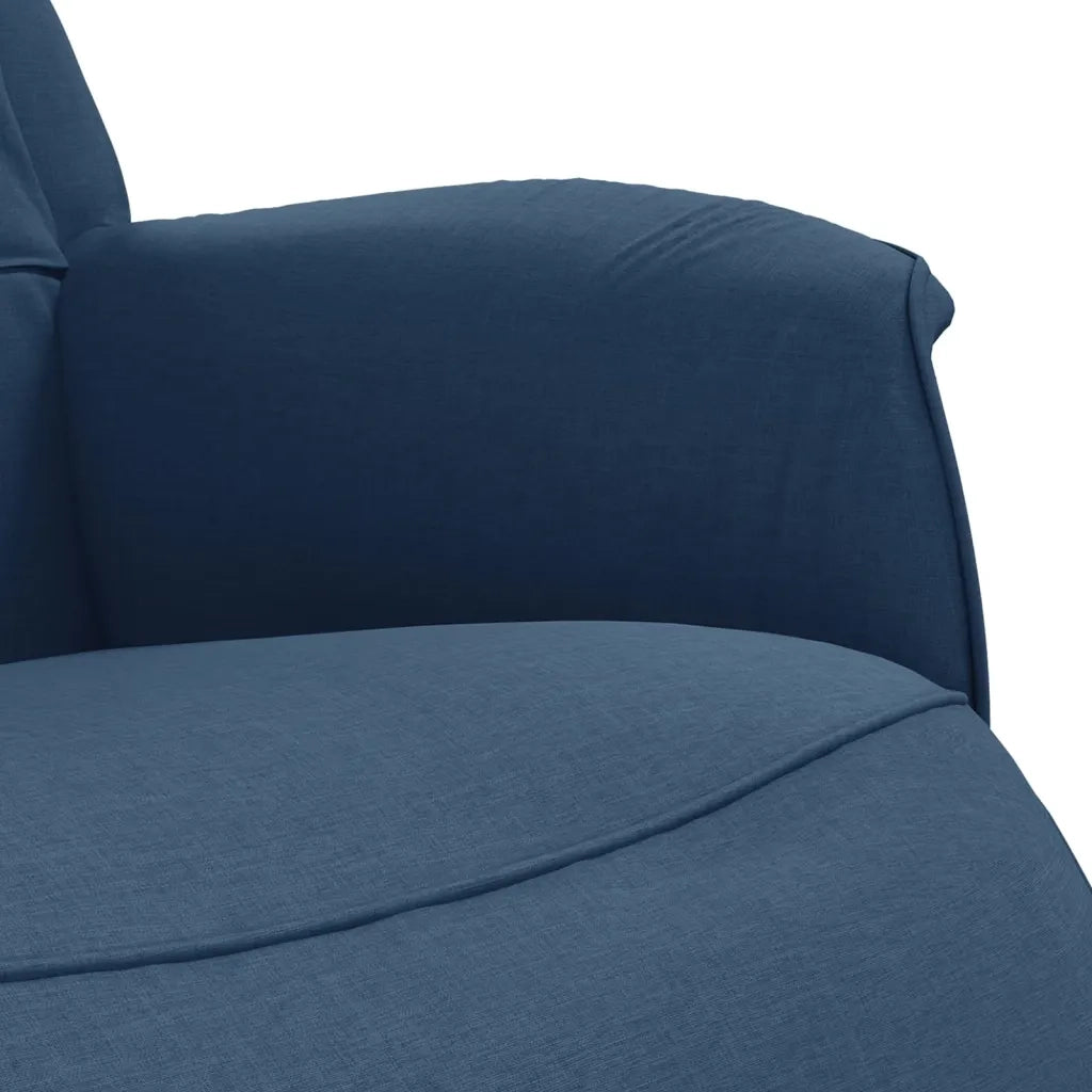 Divano Sedia-Poltrona Reclinabile con Poggiapiedi Blu in Tessuto 679894