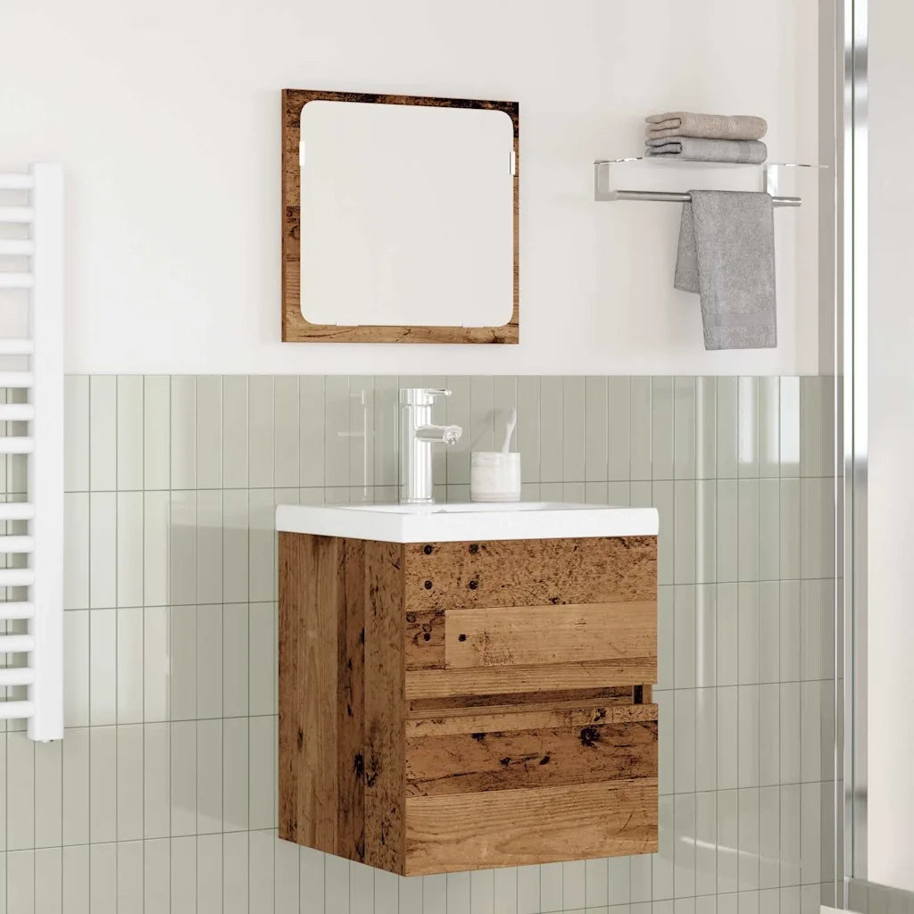 vidaXL Set di mobili per il bagno 3 pcs Legno Antico e Bianco Media