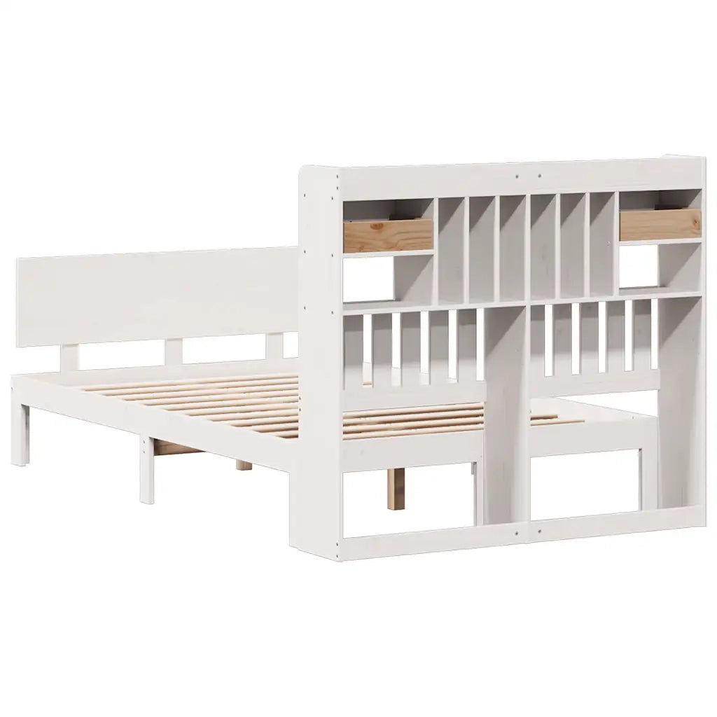 Letto Libreria senza Materasso Bianco 135x190 cm Legno di Pino 3322683