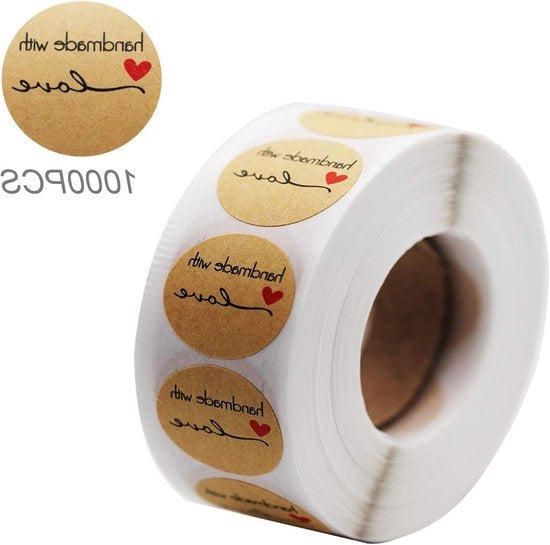 Sticker Handicraftati - 1000 pezzi per rotolo - Forma rotonda, 2,5 cm