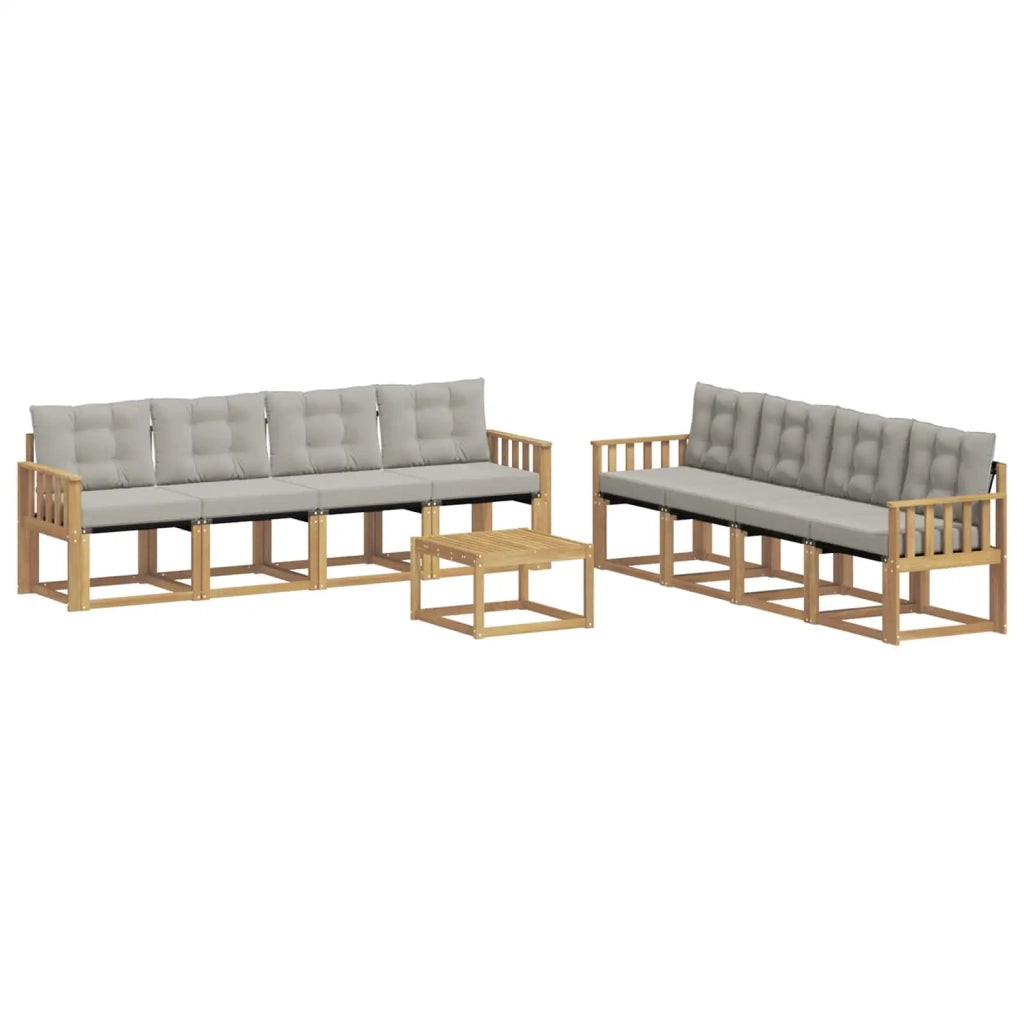 Set di divani da esterno 9 pz Bianco e Grigio Chiaro 3389329