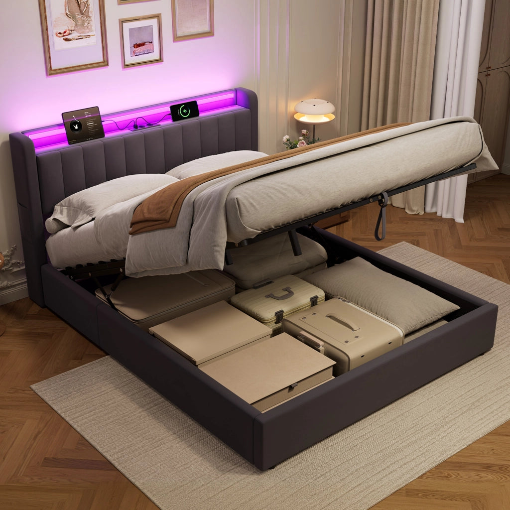 Letto contenitore 160x200 cm, colore grigio