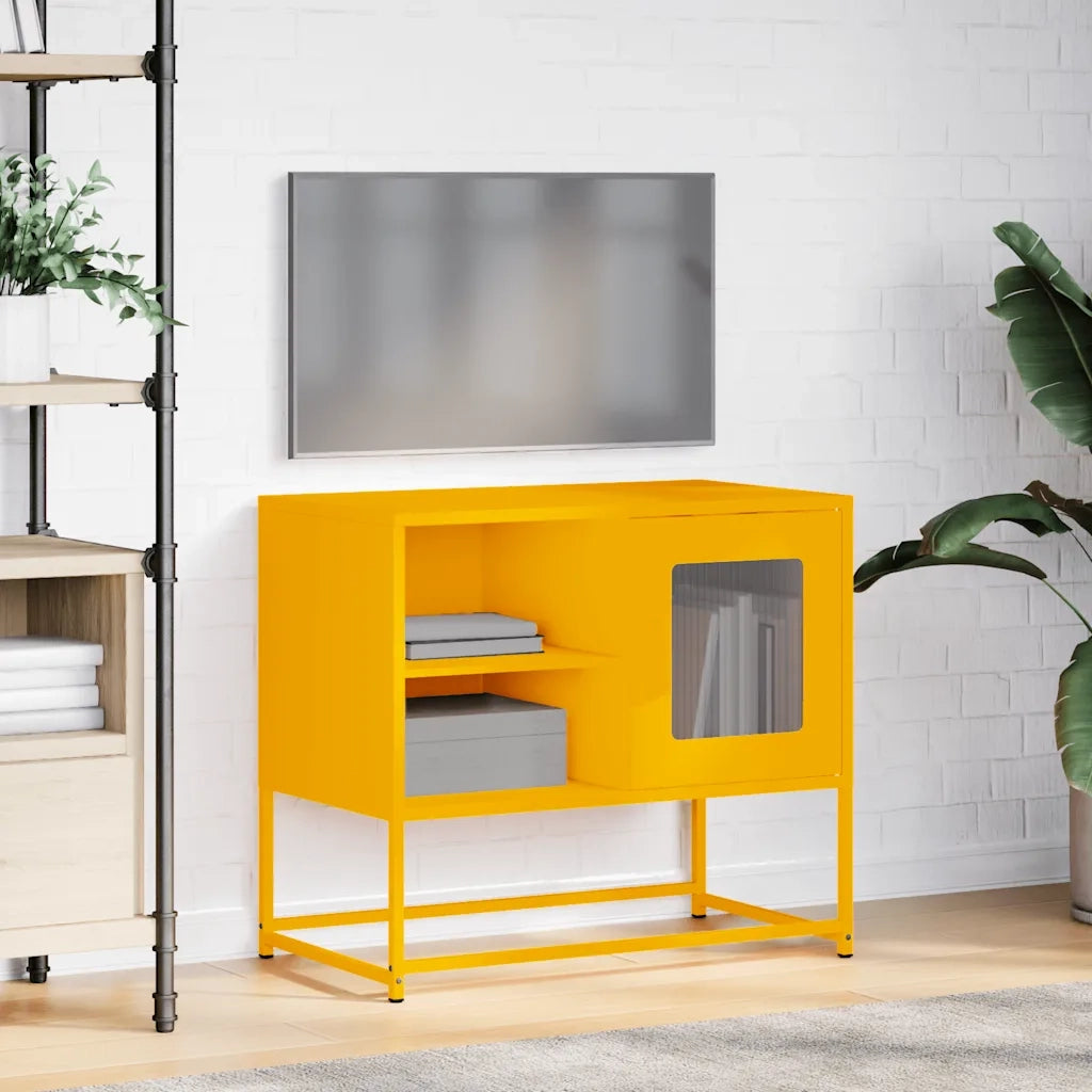 Mobile TV Giallo Senape 68x39x60,5 cm in Acciaio