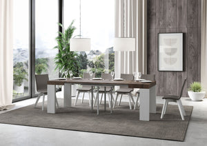 Tavolo Allungabile 90/246x90x77 cm Roxell Mix piano Noce gambe Bianco Frassino