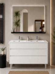 Mobile bagno con lavabo ORIGENBATH IMPERIA senza specchio 120x45 cm doppio lavabo bianco nordico