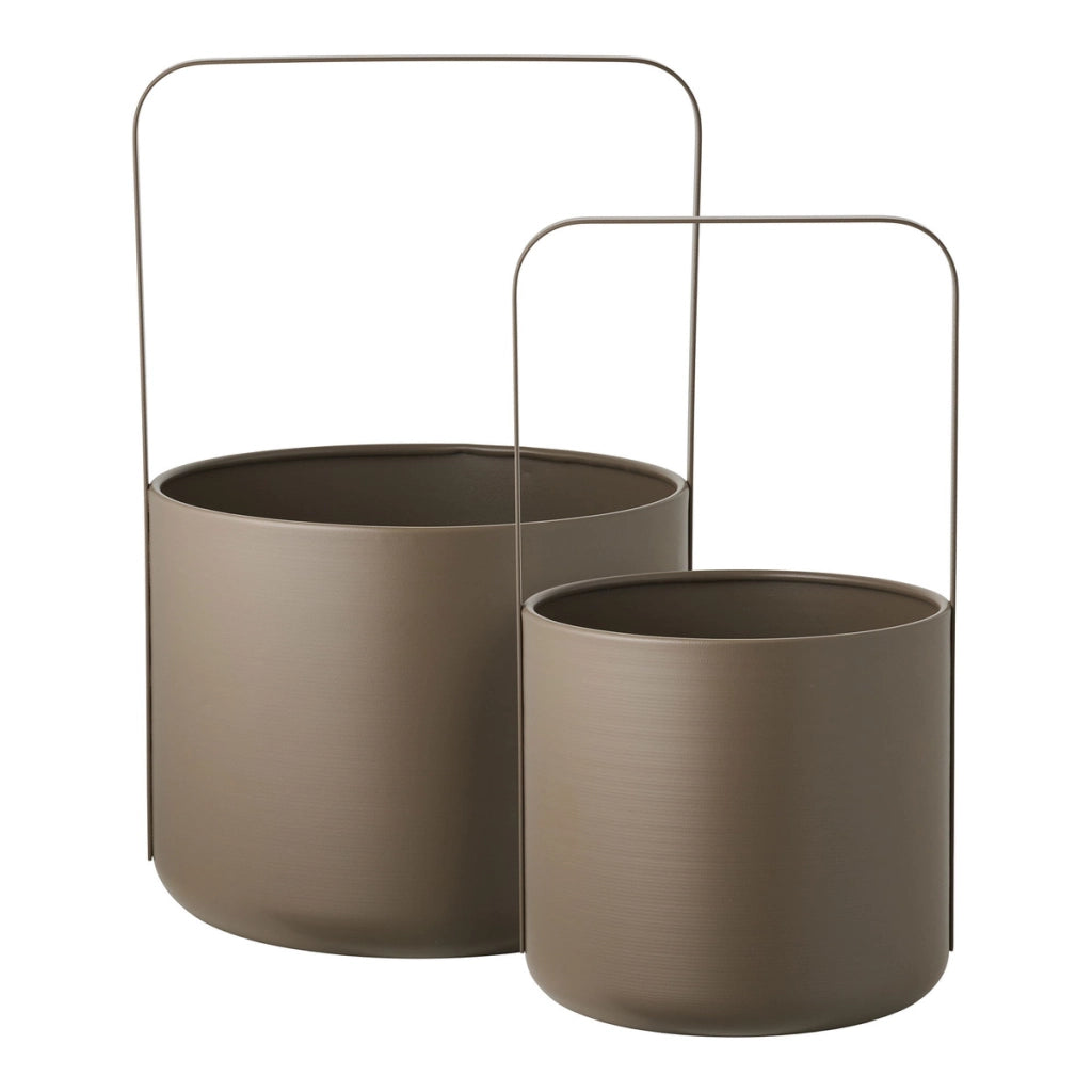 Vaso per Piante HN18, Marrone, Metallo, 19x19x35 cm