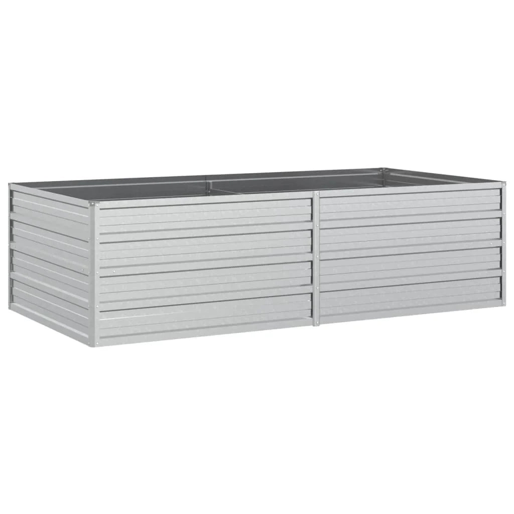 Fioriera rialzata per piante fiori patio giardino 160 x 80 x 45 cm acciaio zincato argento 02_0039383