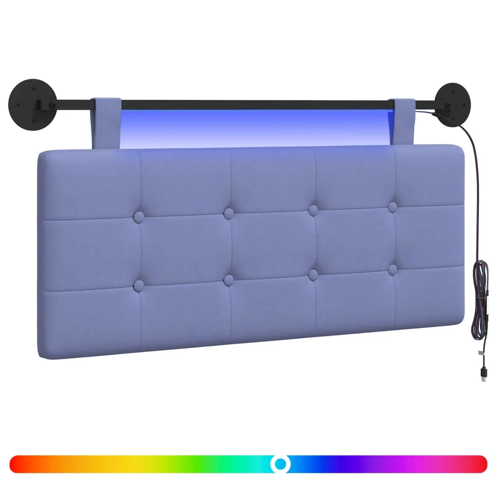 Testiera | Testata sospesa Con luce LED Blu jeans Tessuto