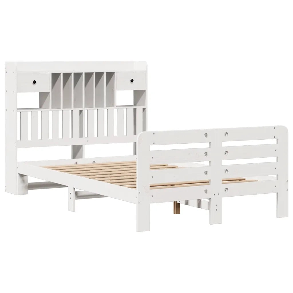 Letto Libreria senza Materasso Bianco 135x190 cm Legno di Pino 3309987