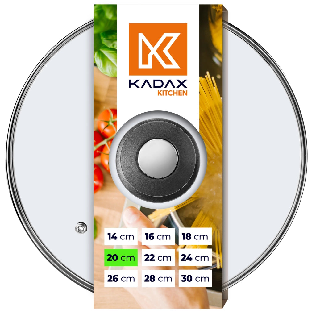 Coperchio in vetro KADAX da 20 cm, universale, resistente al calore, per pentole e padelle.