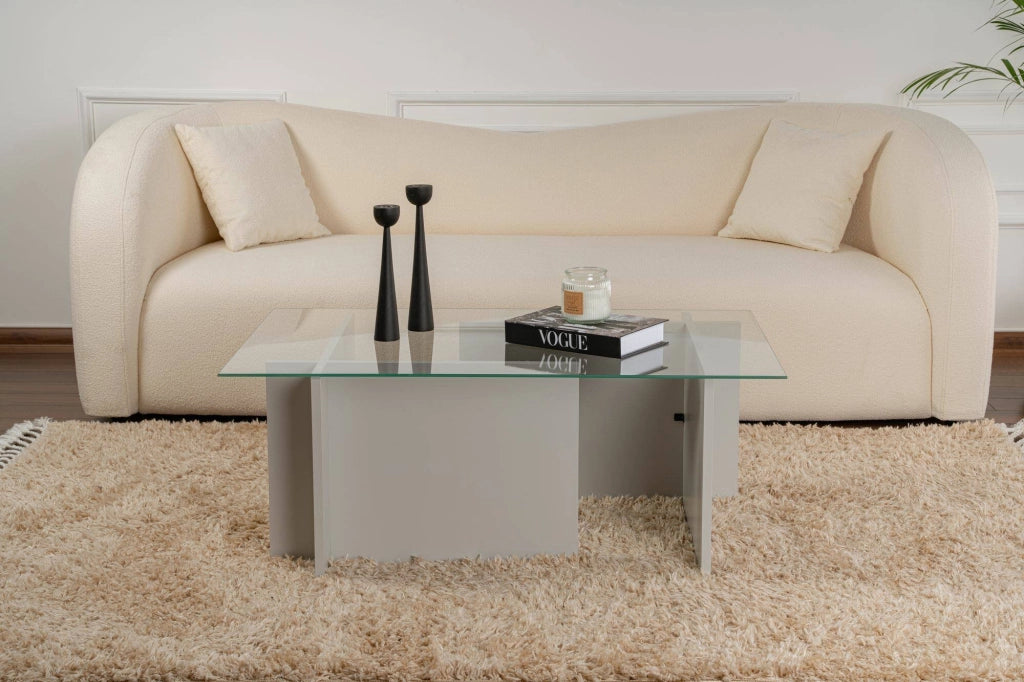 Azriel, Tavolino da Salotto Forma Rettangolare, 105x65x40h cm Grigio