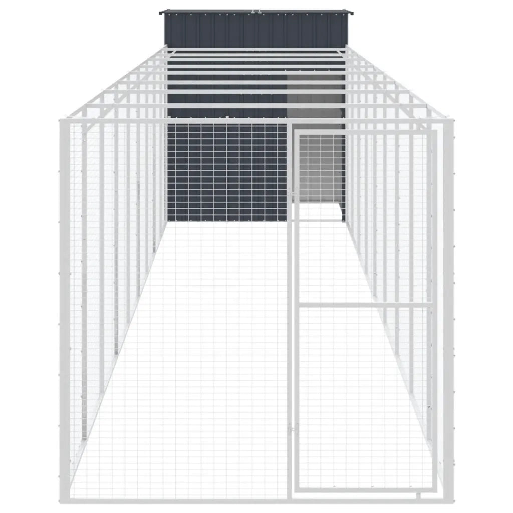 Casetta Cani con Corsa Antracite 165x1067x181cm Acciaio Zincato 3189102
