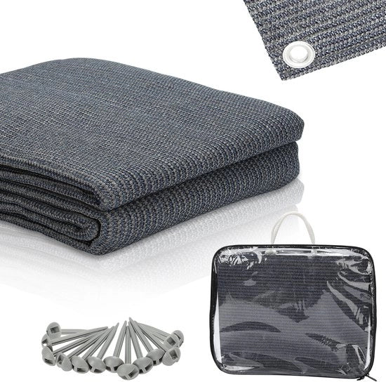 Tavolo da Campeggio da Pic-Nic 250x400cm Blu-Grigio HDPE Resistente all'Acqua 13 Pennelli per Terra