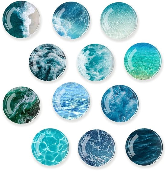 12 pezzi di magneti per frigorifero Wave, magneti per bambini, magneti per frigorifero, magneti per bambini, adatti a whiteboard, frigorifero, foto, ecc. (circa 30 mm)