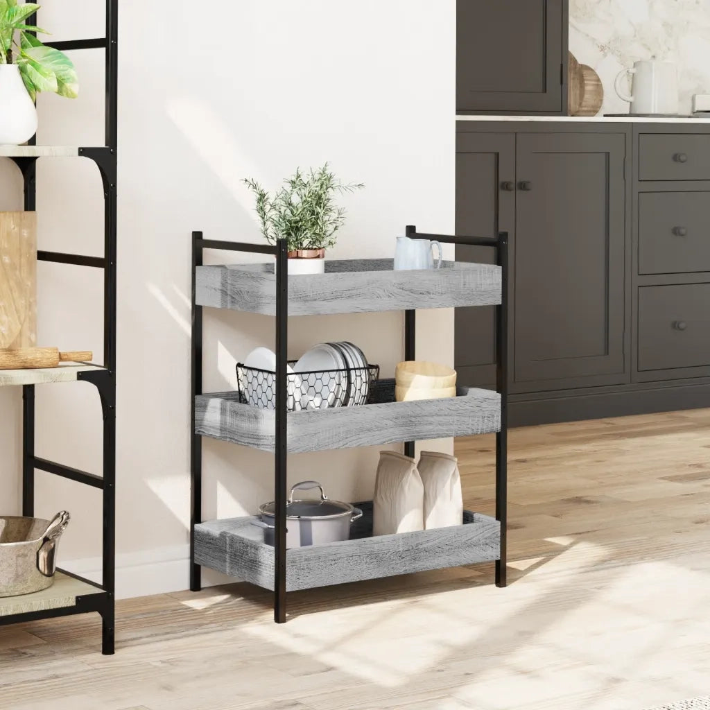 Carrello da Cucina Grigio Sonoma 50x30x70 cm Legno Multistratocod mxl 89851