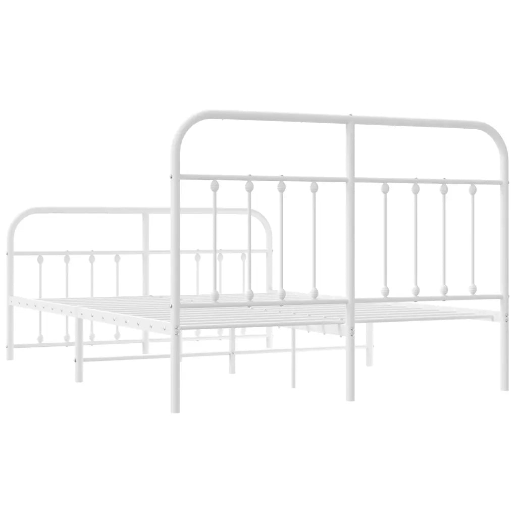 Giroletto con Testiera e Pediera-Struttura Letto Metallo Bianco 135x190 cm 628662