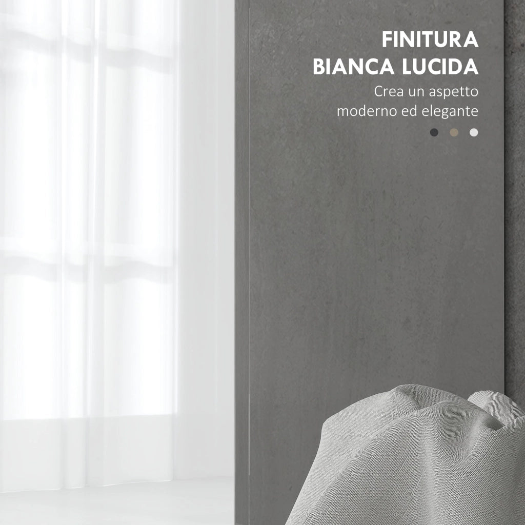 Mobile Sottolavabo da Bagno con Armadietto 2 Ante 80x34x60 cm Bianco Lucido