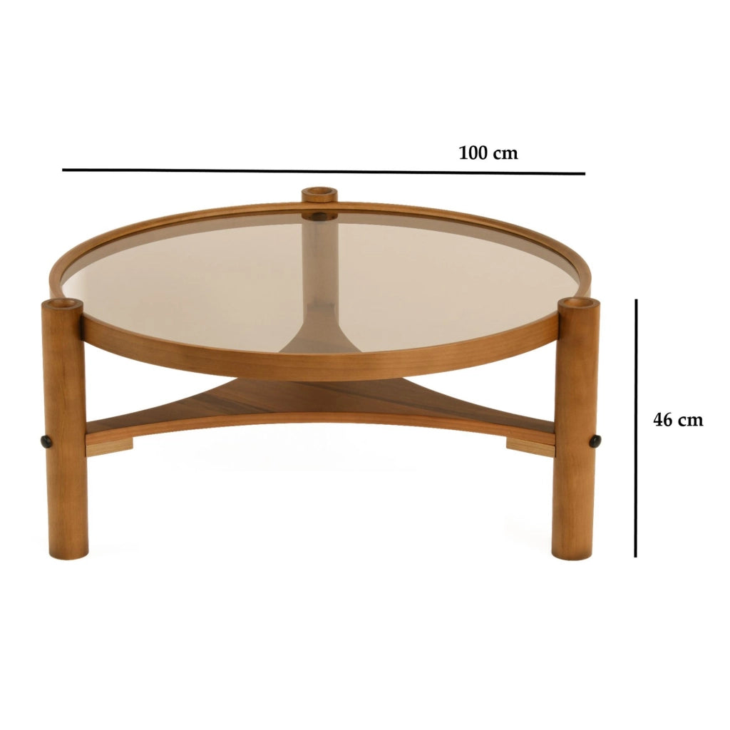 Canterano, Tavolino da Salotto un Vano, 100x100x46h cm Marrone Noce