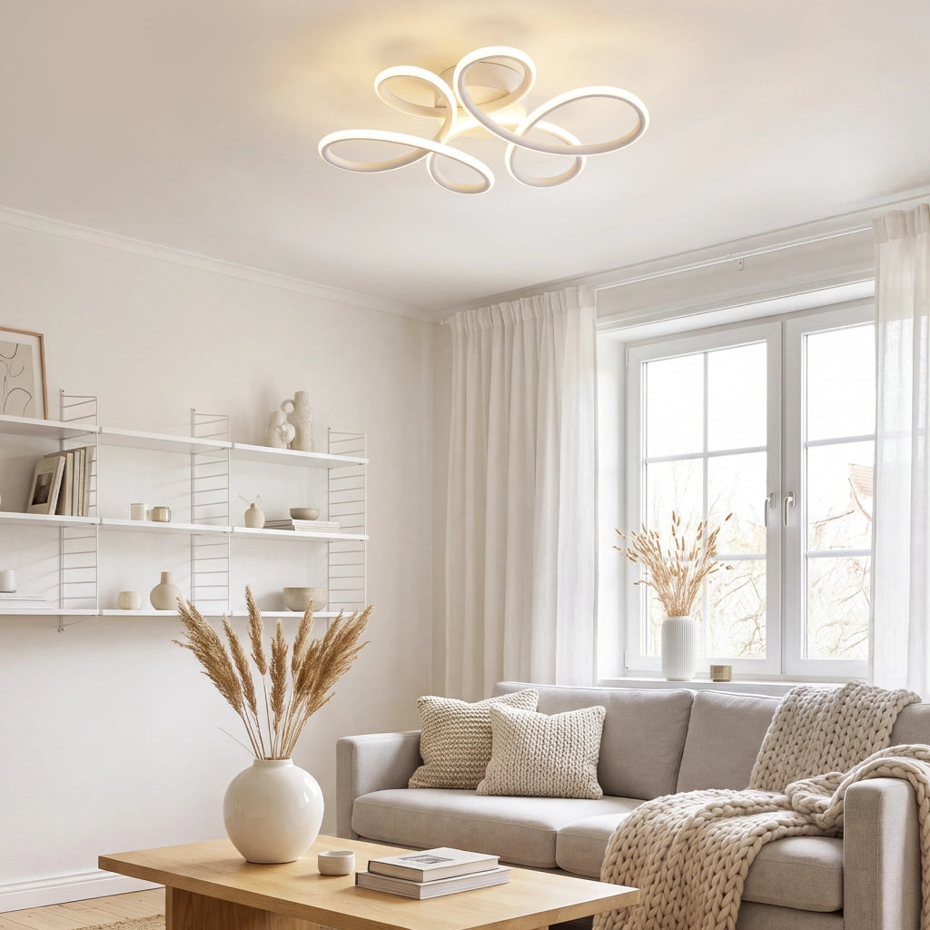 ZMH Lampada da Soffitto LED 24W 3000K Bianca Fiore Moderna in Metallo per Soggiorno Sala da Pranzo Camera Bambino