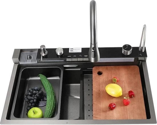 Gootsteenset per cucina - 75x46cm - rottura - set di scarico - acciaio inossidabile - scarico per cucina