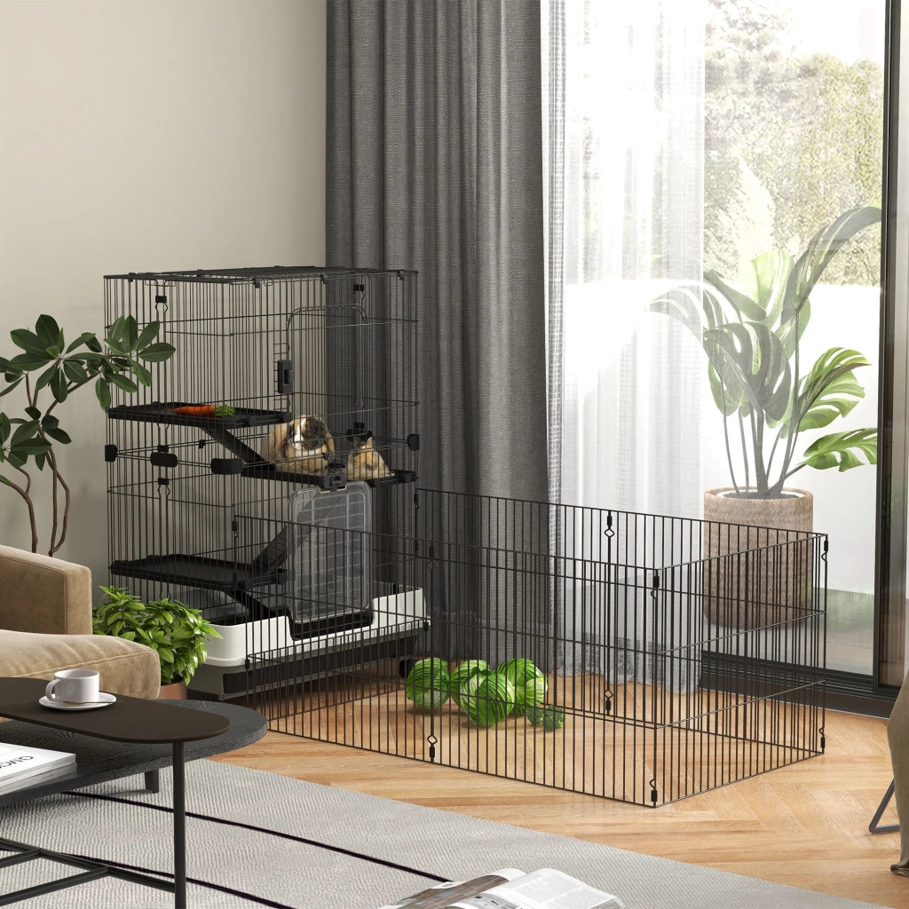 Gabbia per piccoli animali con 3 piani e 3 rampe ¨C zephmum ¨C metallo e PP nero